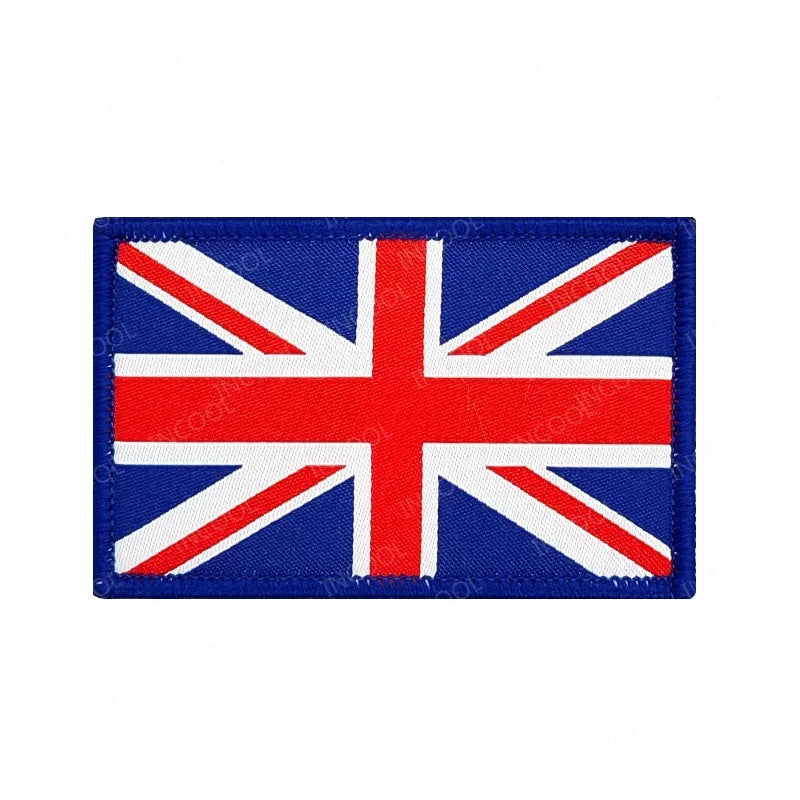 UK British Flag Embroidered Patch Hook Loop Reflective Badge Applique