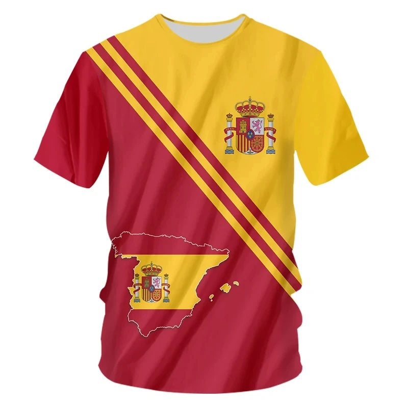 Spain Flag Coat of Arms 3D T-Shirt – Oversized Y2K Unisex Tee