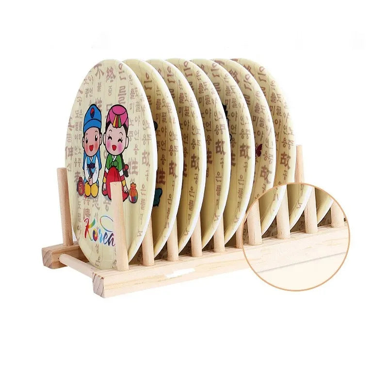Wooden Dish Drying Rack Foldable Plate Drainer Kitchen Storage Holder