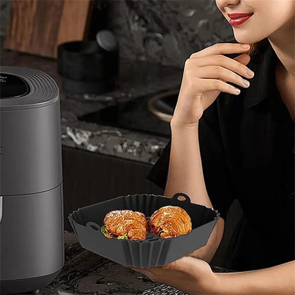 Reusable Silicone Air Fryer Liner Square Non Stick Air fryer Basket Pad