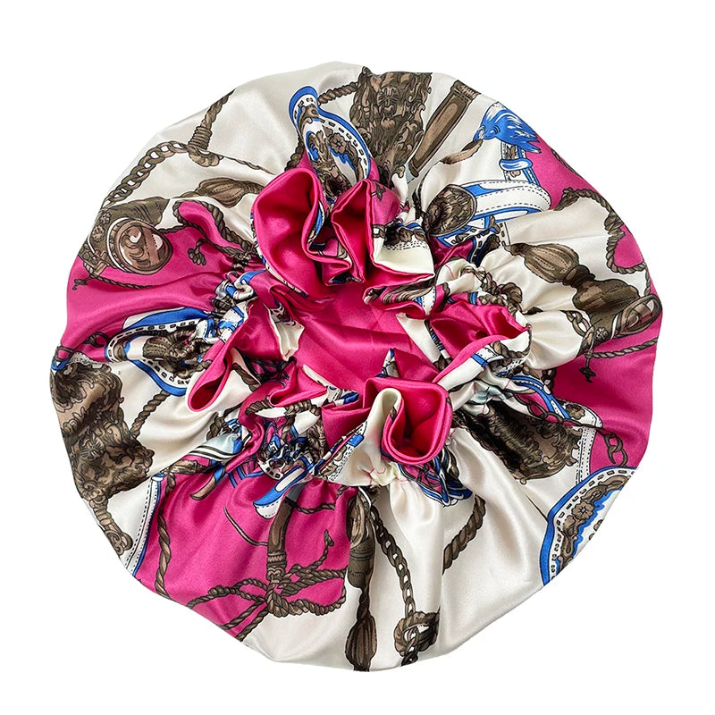 Double Layer Satin Bonnet – Large Reversible Silky Sleep Cap for Women Hair Protection