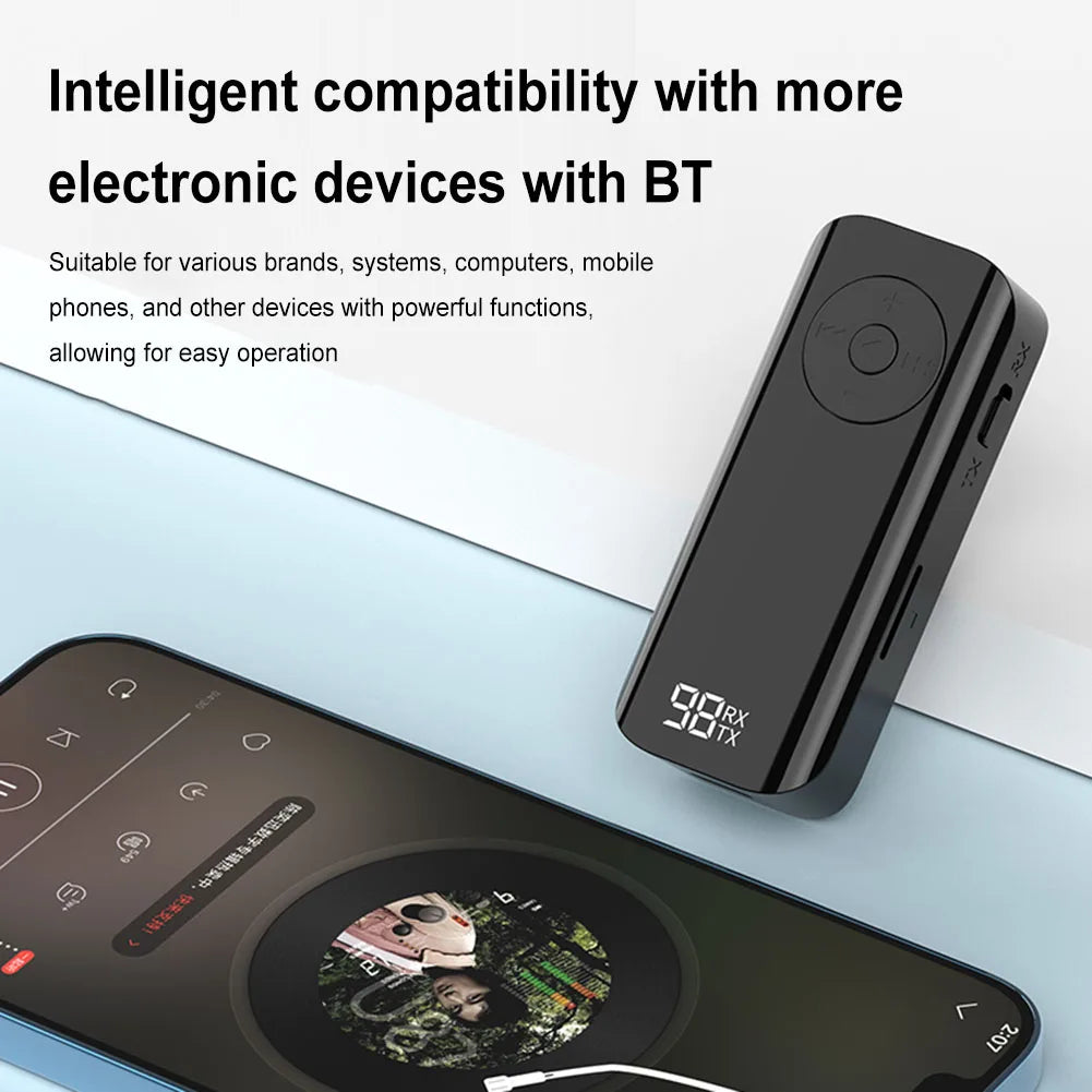 Bluetooth 5.3 AUX Receiver Adapter with LED Display for Headphones & Speakers