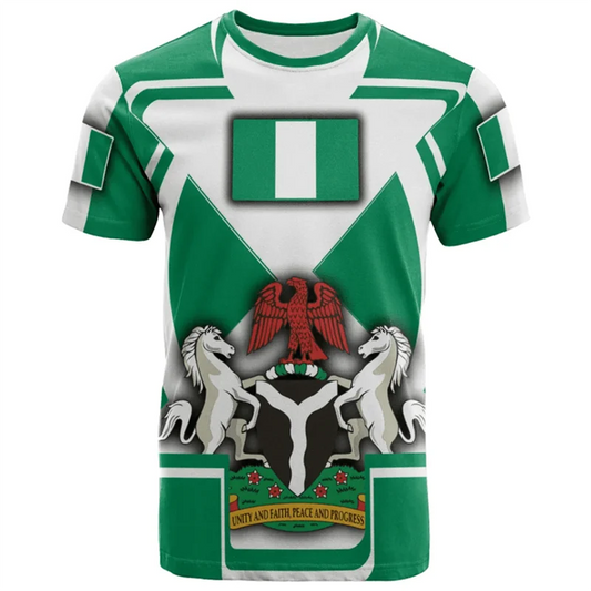Nigeria Flag T-Shirt 3D Print Unisex Oversized Casual Summer Tee