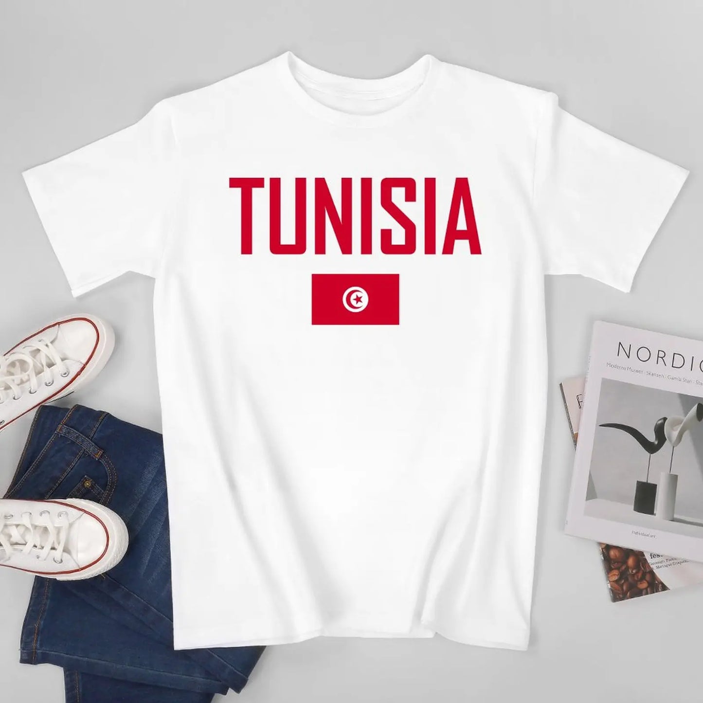 Men & Women Tunisia Flag T-Shirt – Cotton O-Neck Tee for Boys & Adults