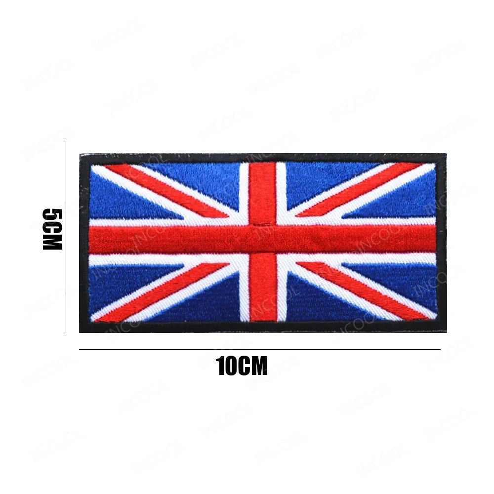 UK British Flag Embroidered Patch Hook Loop Reflective Badge Applique