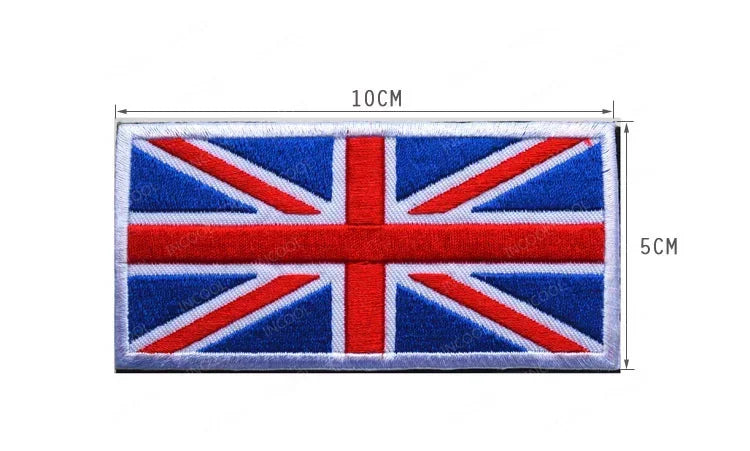 UK British Flag Embroidered Patch Hook Loop Reflective Badge Applique
