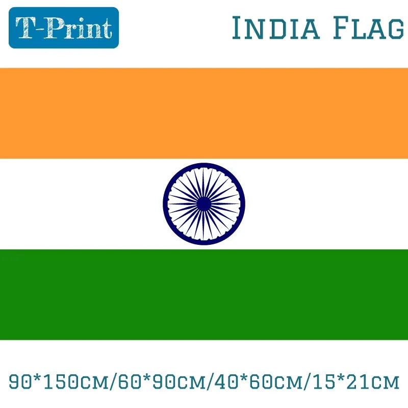 India National Flag - 90x150cm, 60x90cm, 40x60cm for National Day & Sports