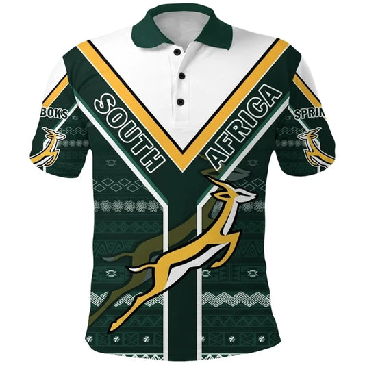 South Africa Map Flag 3D Polo Shirt – Men’s Springbok Sport Jersey Top