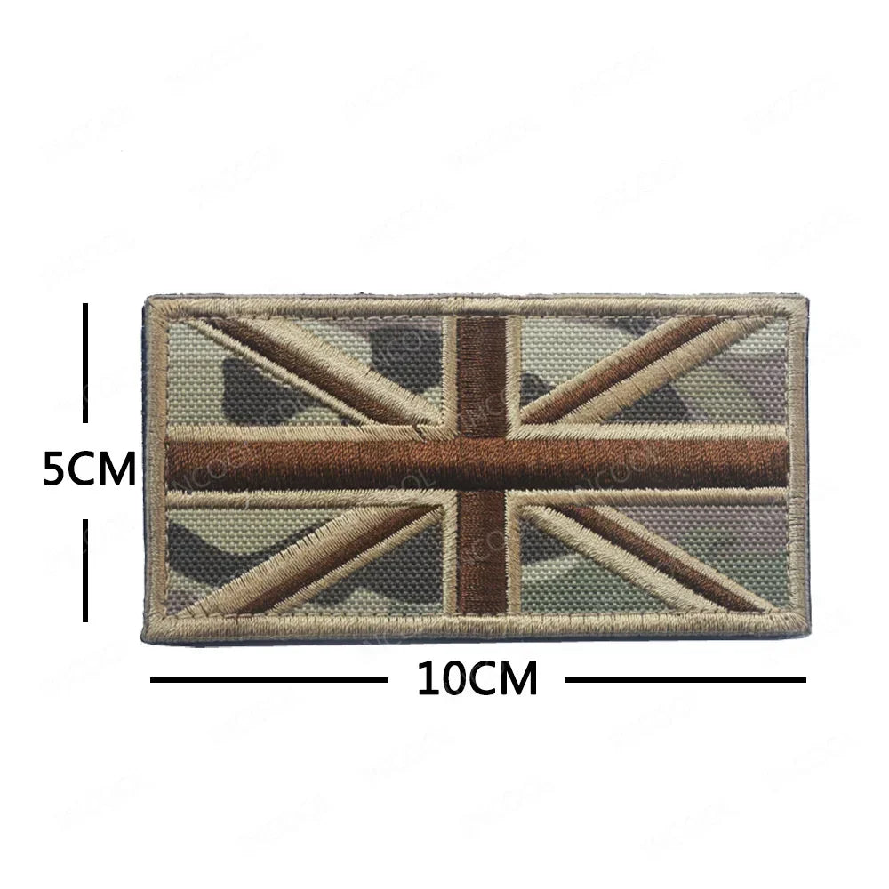 UK British Flag Embroidered Patch Hook Loop Reflective Badge Applique