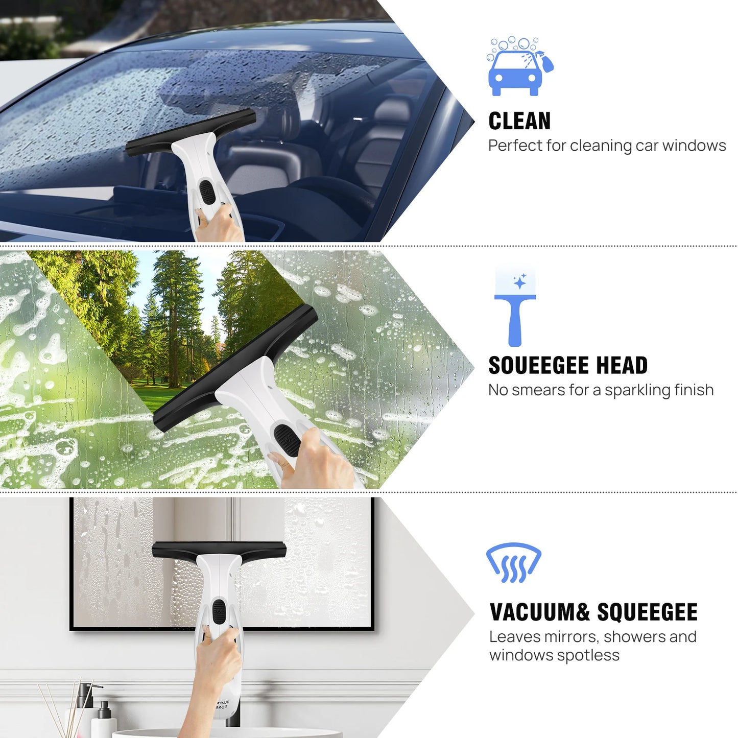 Cordless Electric Window Cleaner 2-in-1 Vacuum Glass Washer 3500mAh