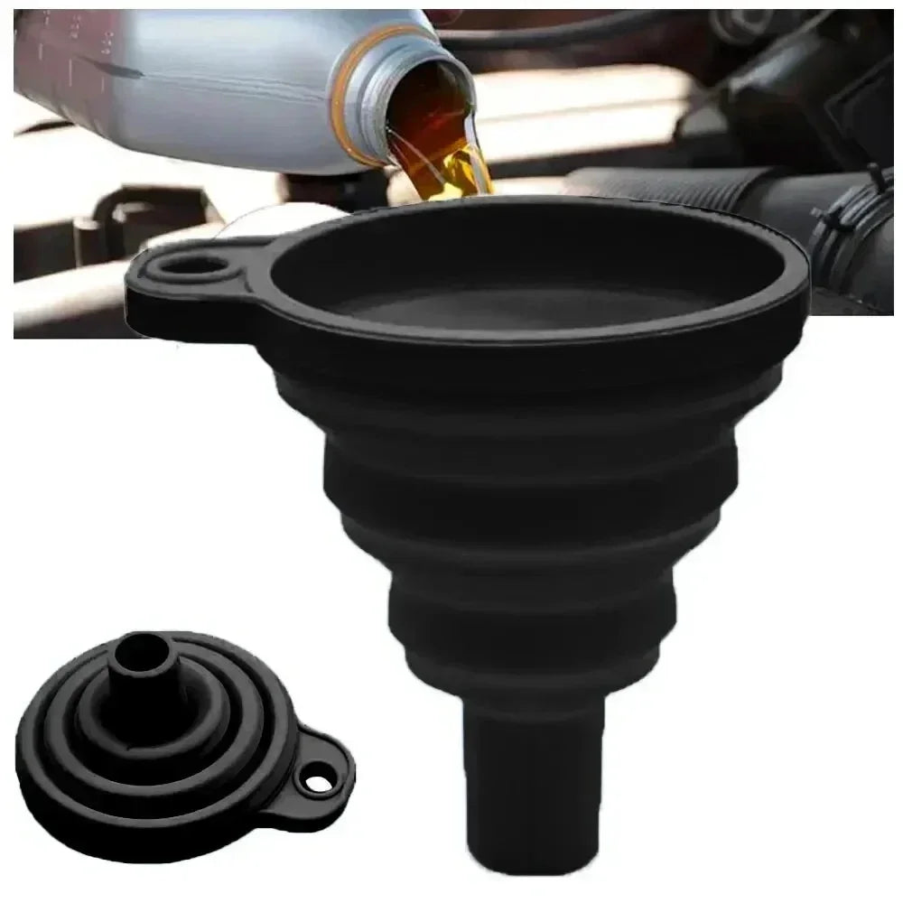 Collapsible Silicone Car Funnel Heat Resistant Foldable Oil Liquid Tool