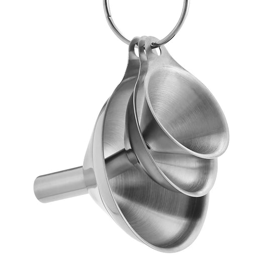 3pcs Stainless Steel Funnel Set Small Medium Large Kitchen Liquid Tool
