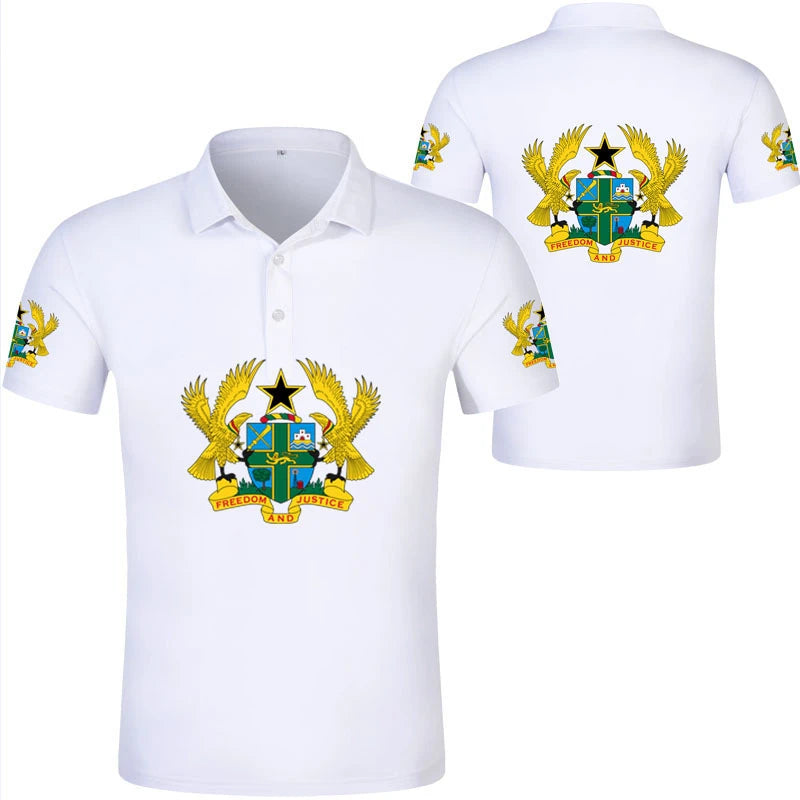 Ghana Flag Graphic Polo Shirt – National Emblem & Map Jersey Top for Men & Kids