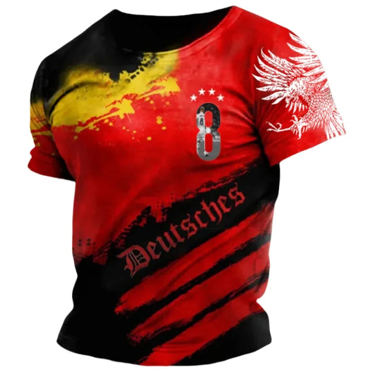 Germany Flag T-Shirt – Men’s Loose O-Neck Summer Sports Jersey Tee