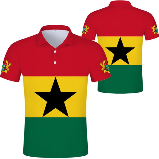 Ghana Flag Graphic Polo Shirt – National Emblem & Map Jersey Top for Men & Kids