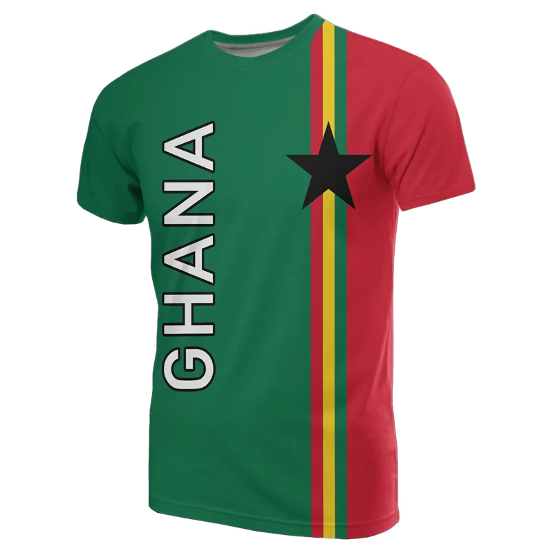 Ghana T-Shirt - 3D Printed Coat of Arms Casual Round Neck Short Sleeve Tee for Men