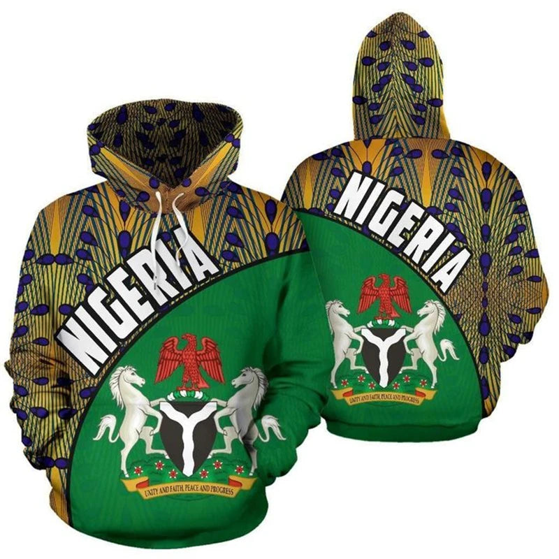 Nigeria Flag Map Hoodie 3D Print Unisex Casual Streetwear Pullover