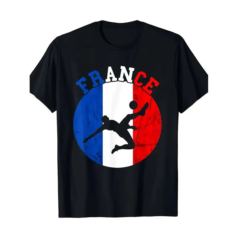 France Retro Flag T-Shirt – Oversized Streetwear Football Harajuku Tee