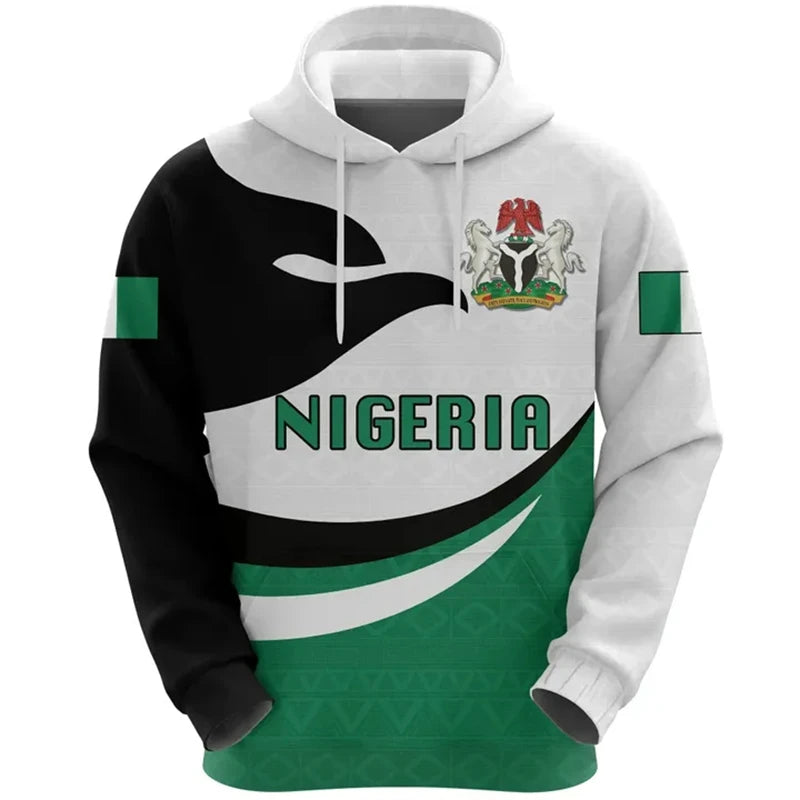 Nigeria Flag Map Hoodie 3D Print Unisex Casual Streetwear Pullover