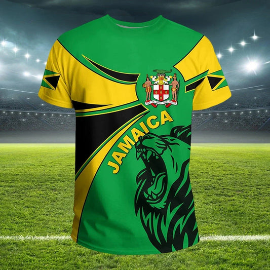 Jamaica Flag 3D T-Shirt for Men - Football Jersey with National Emblem