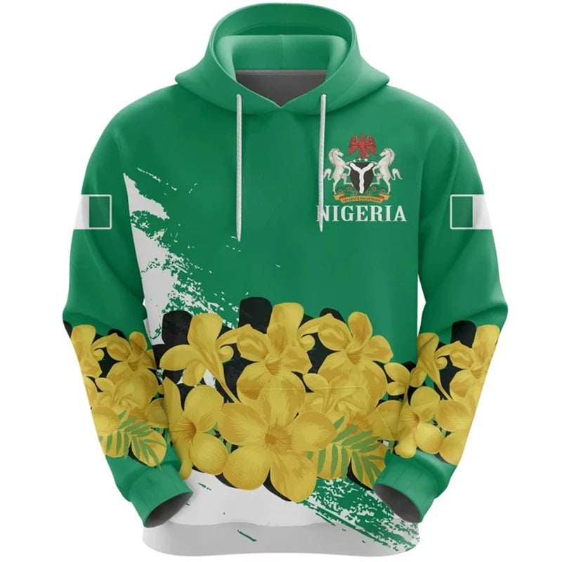 Nigeria Flag Map Hoodie 3D Print Unisex Casual Streetwear Pullover