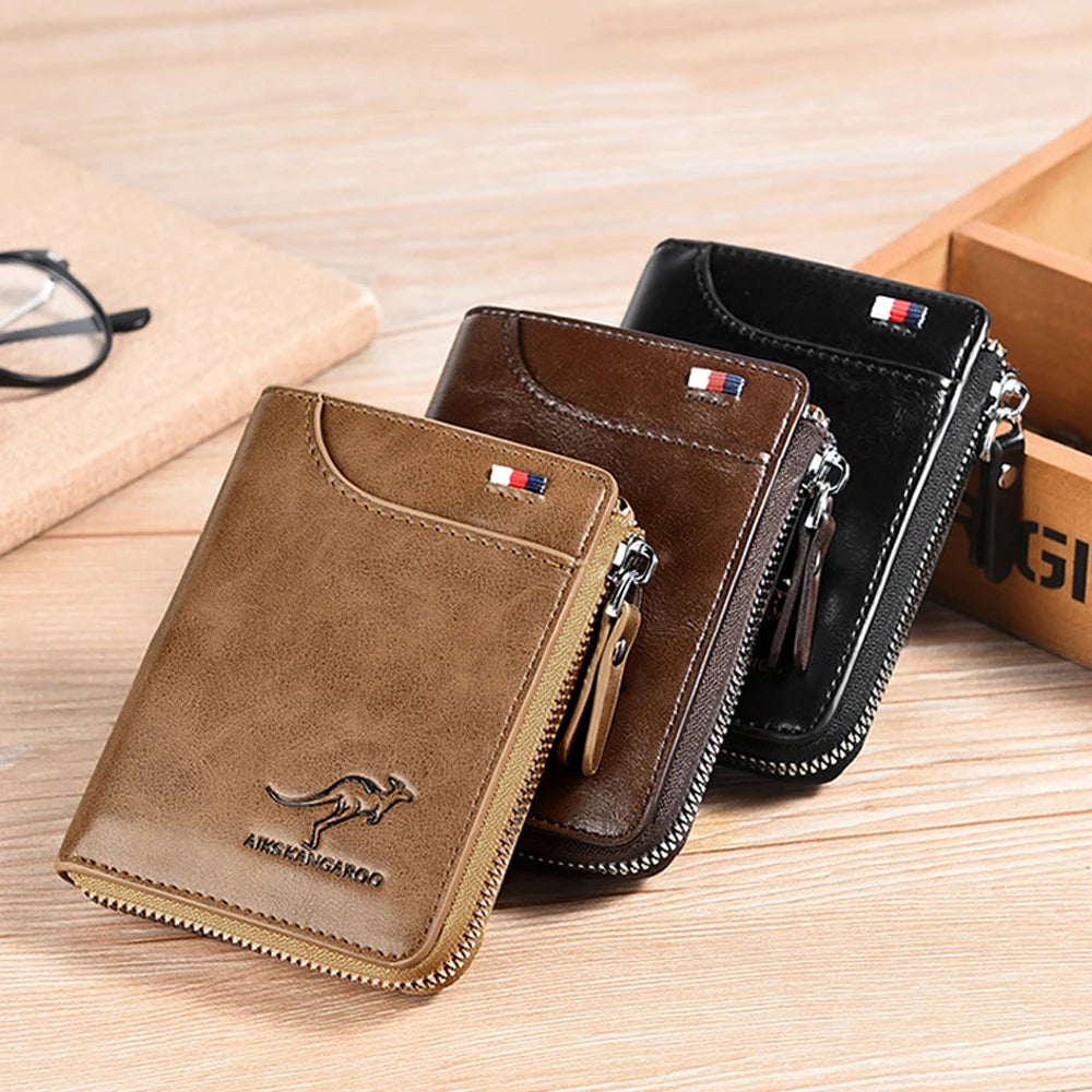 RFID Blocking Leather Card Holder – Anti-Theft Clutch & Short Men’s Wallet