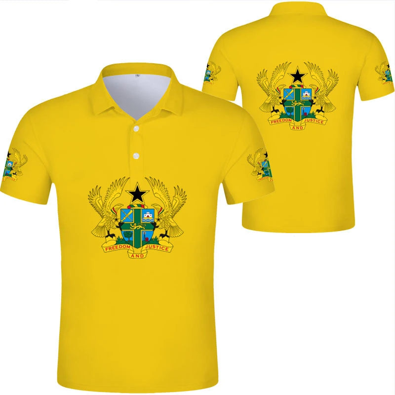 Ghana Flag Graphic Polo Shirt – National Emblem & Map Jersey Top for Men & Kids
