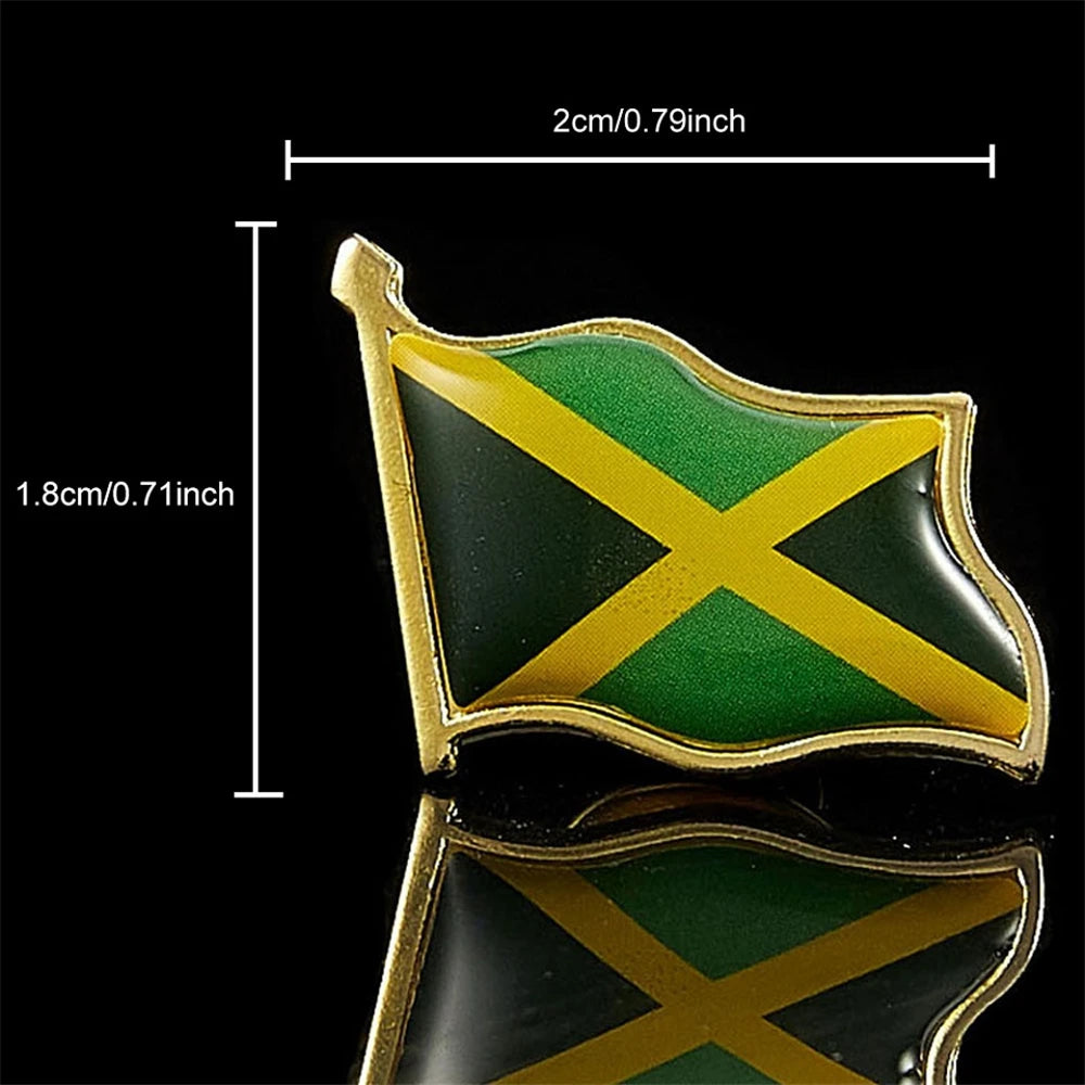 Jamaica Flag Safety Pin Brooch - Unisex Badge for Clothes, Bags, Hats & Scarves