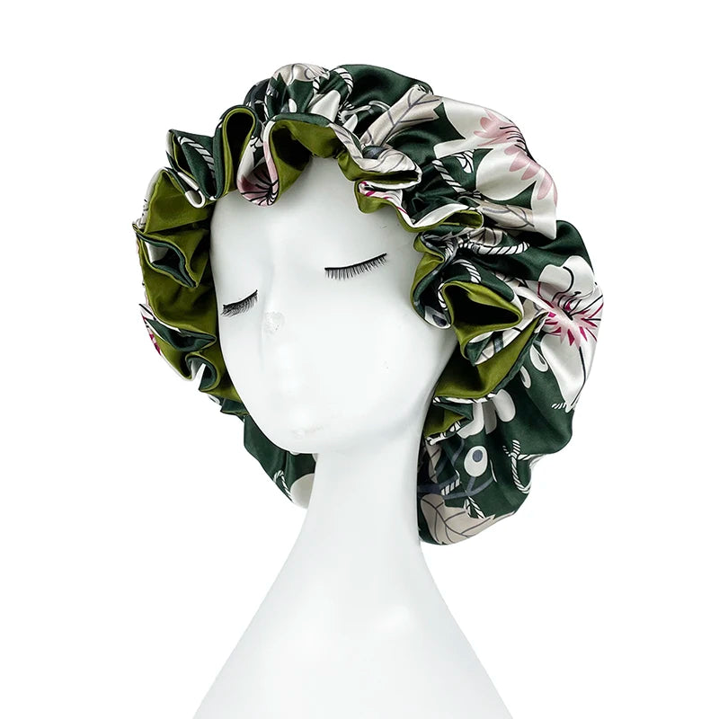 Double Layer Satin Bonnet – Large Reversible Silky Sleep Cap for Women Hair Protection