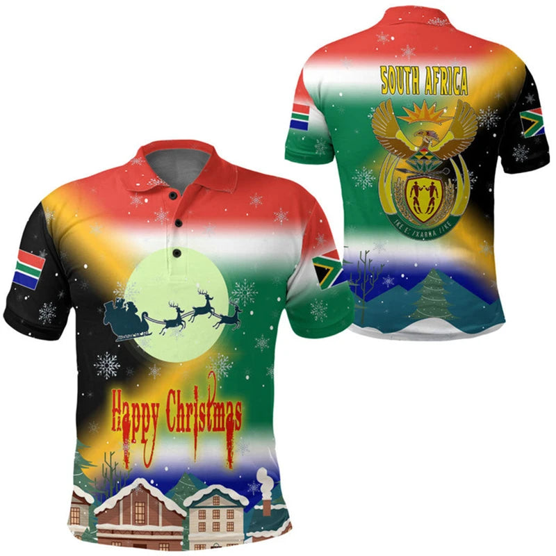 South Africa Map Flag 3D Polo Shirt – Men’s Springbok Sport Jersey Top