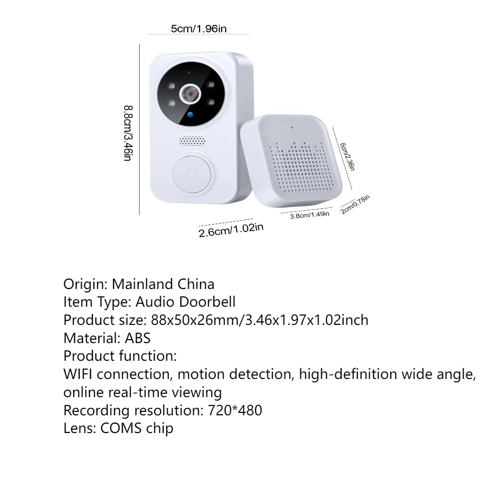 WiFi Smart Video Doorbell Camera – Wireless 2-Way Audio Visual Intercom with Remote Monitoring