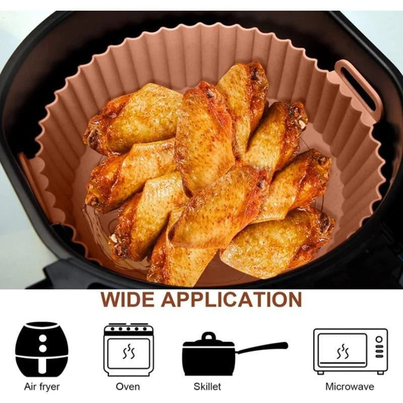 Reusable Silicone Air Fryer Liner 8 Inch Non Stick Baking Basket Pot