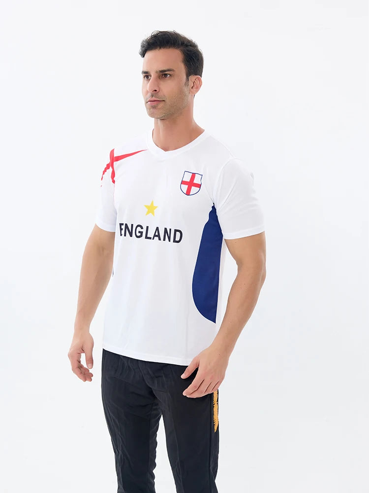England Soccer Shirt - Adult Quick-Dry Breathable Football Jersey for Men