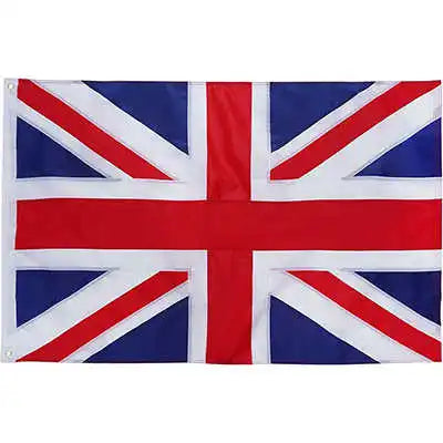Stitched UK Flag Banner 90×150cm - British Union Jack with Brass Grommets for Decoration & Sport
