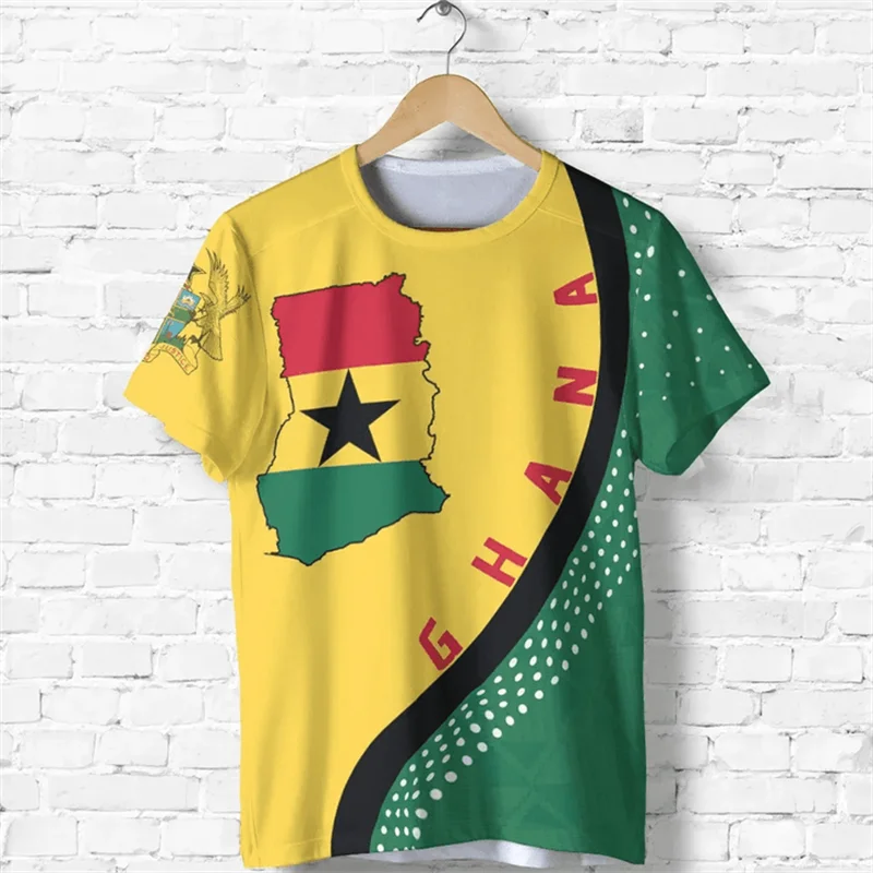 Ghana 3D Print Independence Day T-Shirt - National Map & Flag Emblem Graphic