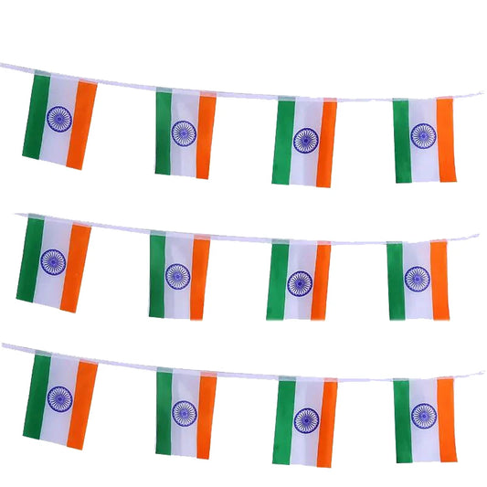 India Bunting Flags - 20pcs 14x21cm Pennant String Banner for Party & Holiday