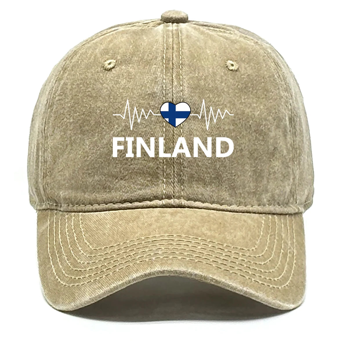 Heart-Shaped Finland Flag Snapback Cap - Adjustable Distressed Baseball Hat for Men & Women
