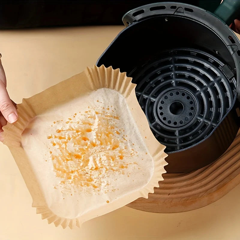 50pcs Air Fryer Non Stick Baking Paper Liners Disposable Cooking Sheets