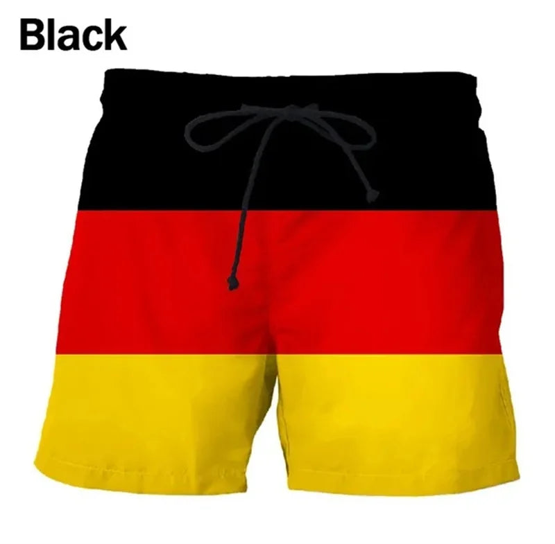 Men 3D Flag Beach Shorts Swim Trunks Quick Dry Summer Board Shorts
