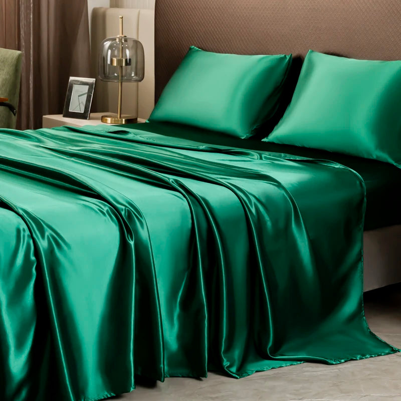Luxury Satin Sheet Set Silky Polyester Bedding Twin Full Queen King