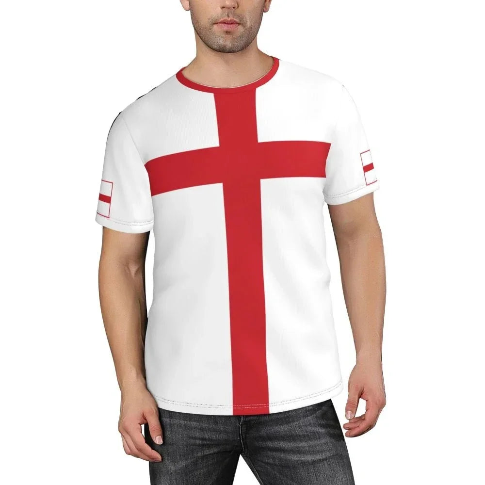 England Flag 3D Printed T-Shirt - Men’s National Emblem Graphic Tee, Personalised Gift