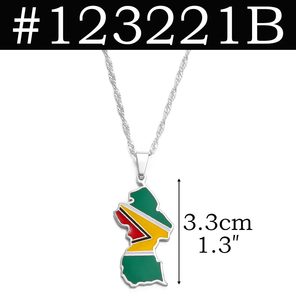 Anniyo Colorful Flags Pendant Necklace – Nigeria, Ghana, Jamaica, Guyana Map