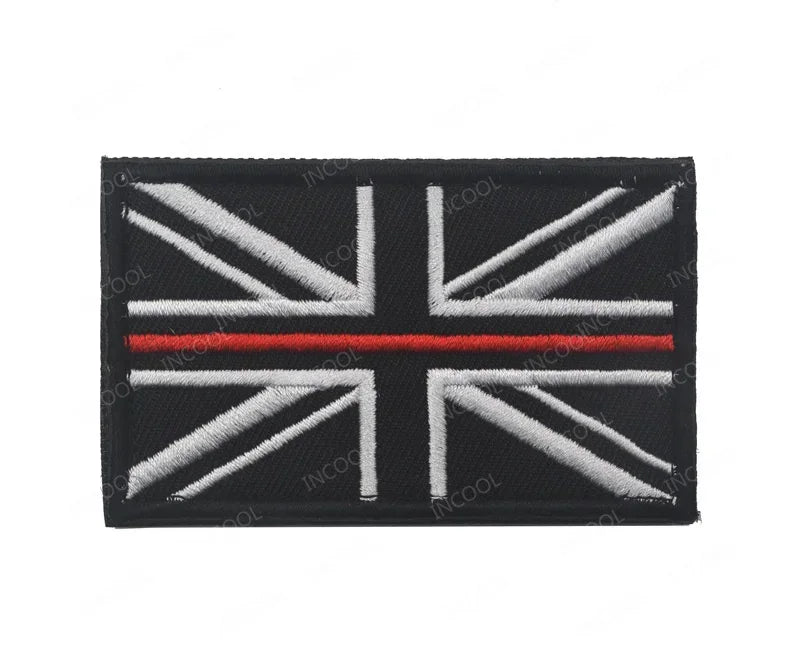 UK British Flag Embroidered Patch Hook Loop Reflective Badge Applique