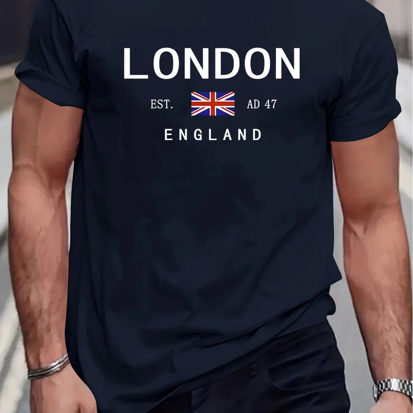 Men’s London England Cotton T-Shirt - Summer Casual Loose Round Neck Short Sleeve