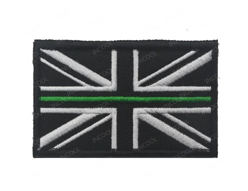 UK British Flag Embroidered Patch Hook Loop Reflective Badge Applique
