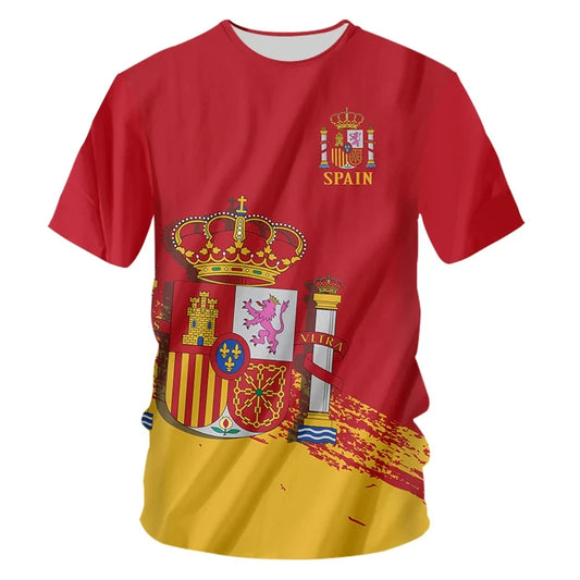 Spain Flag Coat of Arms 3D T-Shirt – Oversized Y2K Unisex Tee