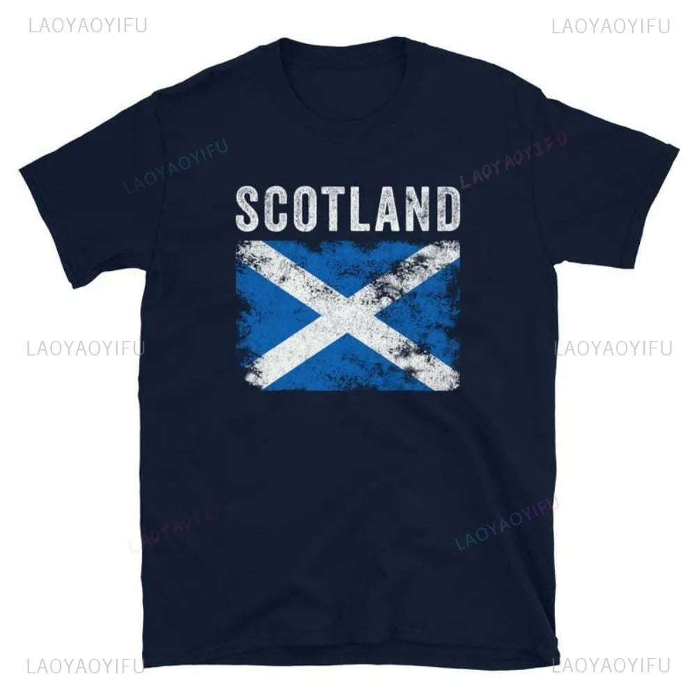 Scotland Flag Cotton T-Shirt - Patriotic Nostalgic Graphic Tee for Travel, Football & Leisure