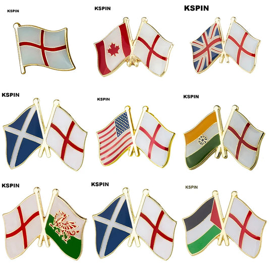 England Flag Lapel Pin Metal Brooch UK Badge Butterfly Clutch Unisex