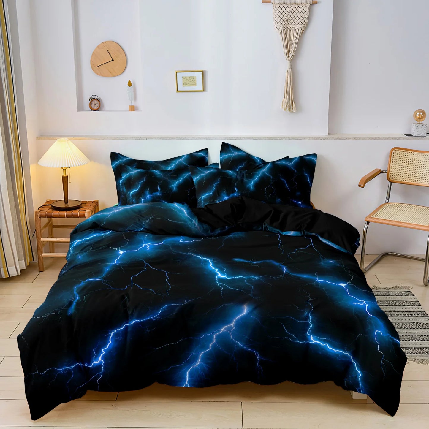 Lightning Thunder Duvet Cover Set 3pcs Soft Polyester Bedding Queen King