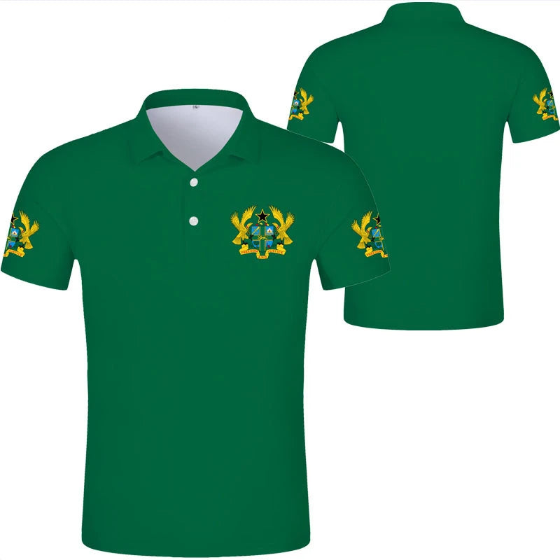 Ghana Flag Graphic Polo Shirt – National Emblem & Map Jersey Top for Men & Kids
